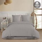 Cote Blanc Plain %100 Pamuk Flanel Battal Boy Lastikli Çarşaflı Nevresim Takımı - Gri - 240 x 220 cm