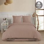 Cote Blanc Plain %100 Pamuk Flanel Battal Boy Lastikli Çarşaflı Nevresim Takımı - Kahve - 240 x 220 cm