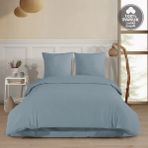 Cote Blanc Plain %100 Pamuk Flanel Battal Boy Lastikli Çarşaflı Nevresim Takımı - Mavi - 240 x 220 cm