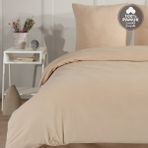 Cote Blanc Plain %100 Pamuk Flanel Tek Kişilik Lastikli Çarşaflı Nevresim Takımı - Bej - 160 x 220 cm
