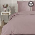Cote Blanc Plain %100 Pamuk Flanel Tek Kişilik Lastikli Çarşaflı Nevresim Takımı - Pembe - 160 x 220 cm