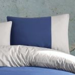 Cote Blanc Plain Lacivert Gri Pamuk Ranforce 2'li Yastık Kılıfı 50X70