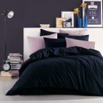 Cote Blanc Plain Siyah %100 Pamuk Ranforce Çift Kişilik Nevresim Takımı - 200 x 220 cm