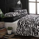 Cote Blanc Zebra Pamuk Ranforce Tek Kişilik Nevresim Takımı 160X220 - 160 x 220 cm - Siyah - Beyaz