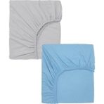 Cotenconcept 2 Adet 70 x 120 x 20 cm Anne Yanı Lastikli Penye Kumaş Bebek Çarşafı - 70 x 120 cm - Mavi - Gri