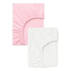 Cotenconcept 2 Adet 70 x 120 x 20 cm Anne Yanı Lastikli Penye Kumaş Bebek Çarşafı - 70 x 120 cm - Pembe - Beyaz