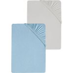 Cotenconcept 2 Adet Düz Pamuklu Tek Kişilik 120 x 200 cm Lastikli Penye Çarşaf - Mavi - Gri