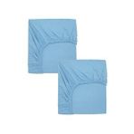 Cotenconcept 2 Adet Pamuklu ve Lastikli Penye Bebek Çarşaf - 60 x 120 x 15 cm - Mavi