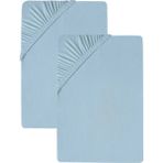 Cotenconcept 2'li 120X200 cm Düz Pamuklu Tek Kişilik Lastikli Fitted Penye Çarşaf - 120 x 200 cm - Mavi