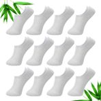 cotigo Görünmez çorap, kaymaz silikon, bambu elyafı, nefes alır, antibakteriyel ve alerji yapmaz, 12 çift, Renk beyaz (kadın), 12