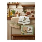 Coton Delux 2'li Mutfak Havlusu - Nakışlı - 40X60 -%100 Pamuklu - Kutulu - Zeytin Desenli
