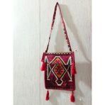 Coton Dokuma Askılı Heybe Çanta Duvar Süsü Bordo