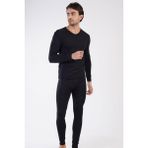Coton House Erkek V Yaka Thermal Içlik Siyah Takım Çift Taş Işleme Şardonlu Yumuşak Doku C5T0N0O903 - 3XL