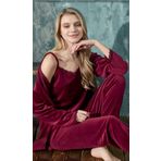cotonhause Kadın 3 Lü Kadife Bordo Pijama Takımı C1T3N402-1 BORDO XL