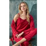 cotonhause Kadın 3 Lü Kadife Kırmızı Pijama Takımı C1T3N402-1 KIRMIZI XL