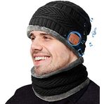 COTOP Bluetooth erkek beresi, kulaklıklı sıcak örgü bere, erkekler için hediye, Noel, şarj edilebilir kışlık polar bere, baba, erkek çocuk, gençler için, Siyah, Ölçü Birimi