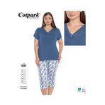 Cotpark Kadın Büyük Beden Viskon Penye Kumaş Kısa Kollu Kapri Takım 14601