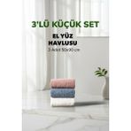 Cotto Home 3 Lü Çizgili Havlu Takımı Pudra Beyaz Mavi Renk Yumuşak Pamuk El Yüz Havlusu 50X90 cm - 50 x 90 cm - Renkli