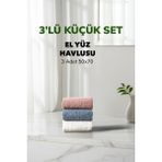 Cotto Home 3 Lü Kareli Havlu Takımı Pudra Beyaz Mavi Renk Yumuşak Pamuk El Yüz Havlusu 50X90 cm - 50 x 90 cm - Renkli
