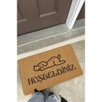 Cotto Home Coco Entry PS028A Köpekli Hoşgeldiniz Desen Kalın Kaymaz Taban Nem Alıcı Şık Kapı Önü Paspası