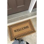 Cotto Home Coco Entry PS029A Damalı Çerçeve Welcome Desen Kalın Kaymaz Taban Nem Alıcı Şık Kapı Önü Paspası