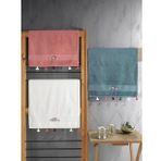 Cotton Box 3 Adet 50x90 cm Nar Çiçeği Krem Mavi Nakışlı Fit Havlu Seti