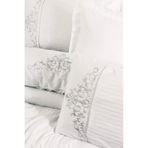 COTTON BOX 8680108072172 Brode Nakışlı Çift Kişilik Saten Nevresim Takımı Genny Beyaz,Çift Kişilik Beyaz