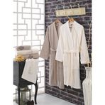 Cotton Box Aile Bornoz Seti Nakışlı Bukle Krem