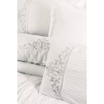 Cotton Box Brode Nakışlı Çift Kişilik Saten Genny Beyaz 200 x 220 cm Nevresim Takımı