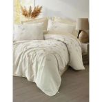 Cotton Box Brode Nakışlı Çift Kişilik Saten Nevresim Takımı Blade Bej