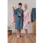 Cotton Box Camilla Pembe İndigo Aile Bornoz Seti