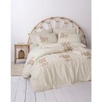 Cotton Box Cotton Keten Çift Kişilik Kaneli Nevresim Takımı - 200 x 220 cm - Bej