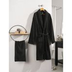 Cotton Box Deluxe %100 Pamuk Single Antrasit L Bornoz Seti