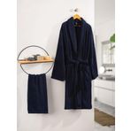 Cotton Box Deluxe Single %100 Pamuk Lacivert L Bornoz Seti