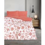 Cotton Box Flanel Çift Kişilik Flowerland Kırmızı Nevresim Takımı