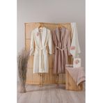 Cotton Box Lenora Ekru Cappuccino Bambu 3d Nakışlı Aile Bornoz Seti