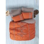 Cotton Box Liya Kiremit-Bej Puff Nakışlı Çift Kişilik Nevresim Takımı