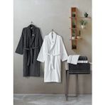 Cotton Box Masculine Aile Bornoz Seti Carlos Beyaz-antrasit Çok Renkli