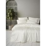 Cotton Box Nakışlı Saten Çift Kişilik Luxe Ekru Nevresim Takımı - 200 x 220 cm