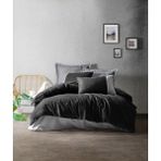 Cotton Box Plain Çift Kişilik Gri 200 x 220 cm Siyah Nevresim Takımı