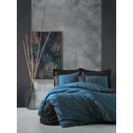 Cotton Box Plain Çift Kişilik Nevresim Takımı Petrol Siyah - 200 x 220 cm - Mavi