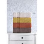 Cotton Box Plump Mercan Sarı Kahve Bej 50x90 cm 4'lü Havlu Seti