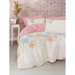 Cotton Box Puff Nakışlı Çift Kişilik Nevresim Takımı Bellis Pembe - 240 x 260 cm