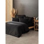 Cotton Box Siyah Saten Çift Kişilik Nevresim Takımı- Şık Nevresim Takımı - 6 Parça - Renkli - 280 x 280 cm