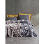 Cotton Box Smooth Gri Çift Kişilik Trim Battaniyeli Nevresim Takımı