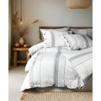 Cotton Collection Çift Kişilik Çizgili Nevresim Seti Mistray - Gri - Beyaz - 200 x 220 cm