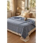 Cotton Collection Çift Kişilik Pike Blue Cottage 210X230 - Mavi - Beyaz