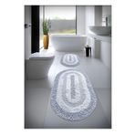 Cotton Crafty %100 Pamuk El Tafting Su Emici Banyo Paspas Seti, Banyo Halısı Cottonway 2 Li Set 60X100 - 60X50 - Gri
