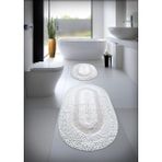 Cotton Crafty %100 Pamuk Su Emici Banyo Paspas Seti Ekru Renkli Dokuma Taban 2'li Set