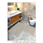 Cotton Crafty Pamuk Dokuma Su Emici Banyo Paspas Seti, Banyo Halısı Cam 2 Li Set 60x100 - 60x50
